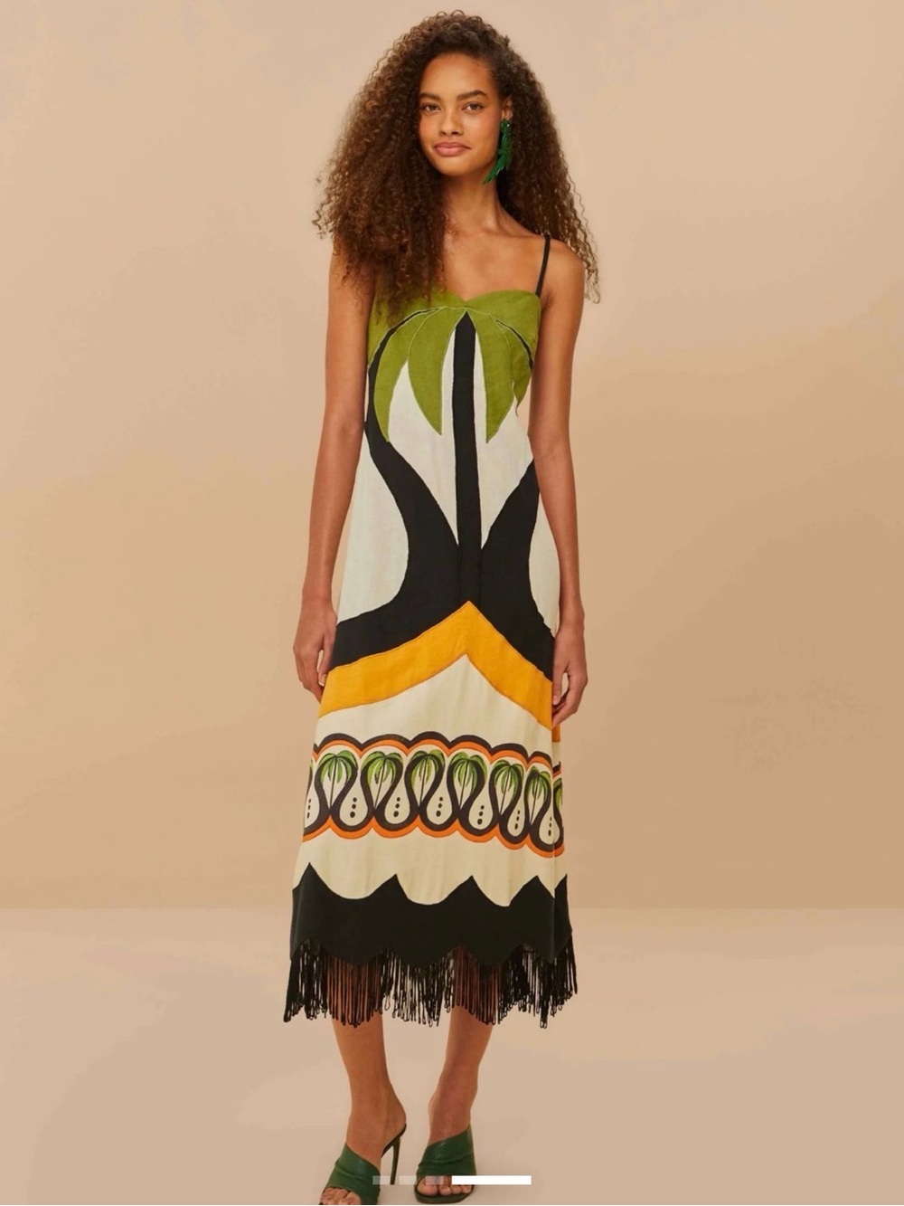 Farm Rio Coconut Tree Flow Cutwork Midi-Dress XS NWT